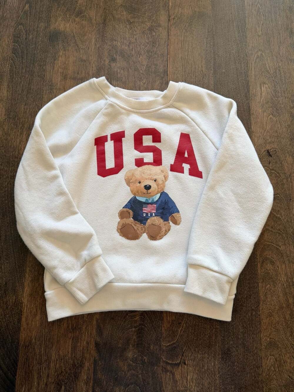 Teddy bear Grayson Threads USA Teddy Bear Sweatshirt Size 5T Off-White Crewneck